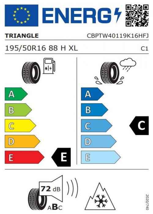 Eticheta Energetica Anvelope  195 50 R16 Triangle Tw401 