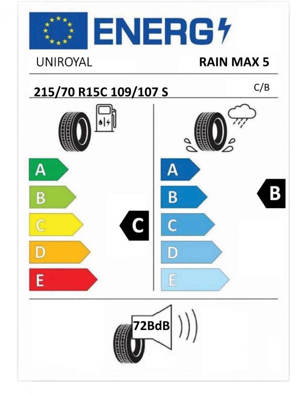 Eticheta Energetica Anvelope  215 70 R15C Uniroyal Rain Max 5 