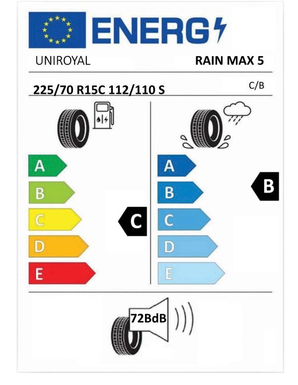Eticheta Energetica Anvelope  225 70 R15C Uniroyal Rain Max 5 