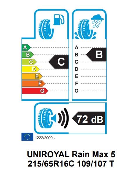 Eticheta Energetica Anvelope  215 65 R16C Uniroyal Rain Max 5 