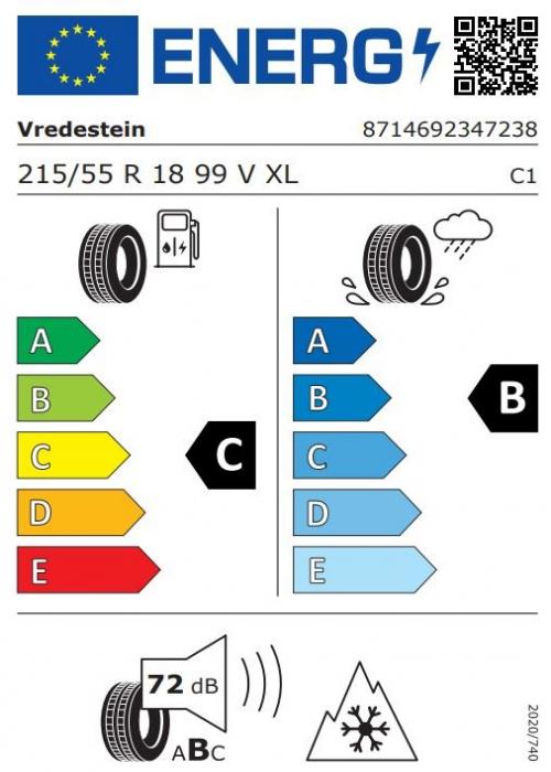 Eticheta Energetica Anvelope  215 55 R18 Vredestein Quatrac Pro 