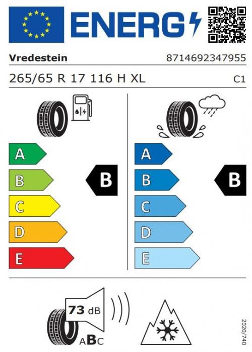Eticheta Energetica Anvelope  265 65 R17 Vredestein Quatrac Pro 
