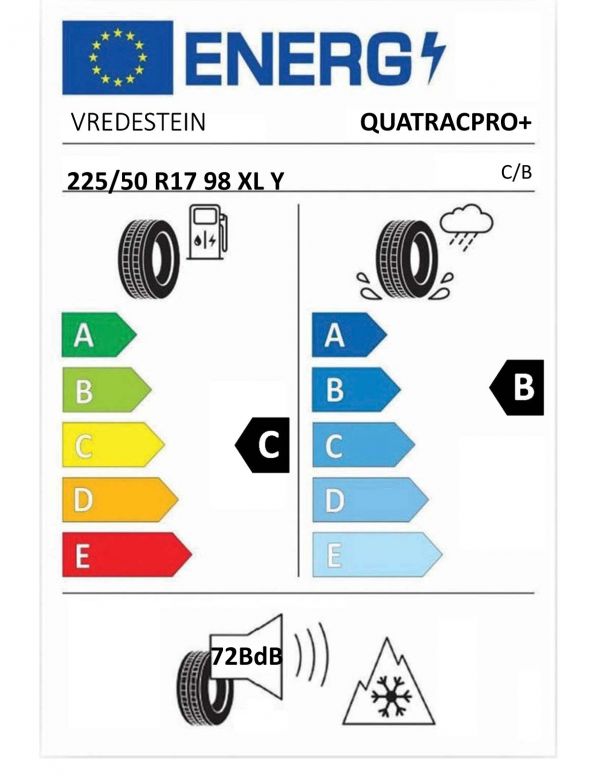 Eticheta Energetica Anvelope  225 50 R17 Vredestein Quatracpro+ 
