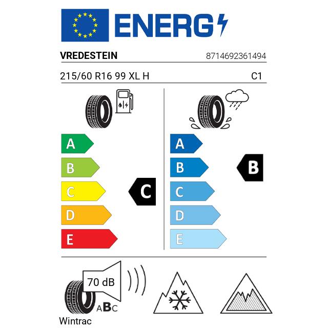 Eticheta Energetica Anvelope  215 60 R16 Vredestein Wintrac 