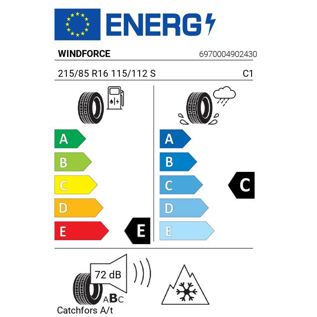 Eticheta Energetica Anvelope  215 85 R16 Windforce Catchfors A/t 