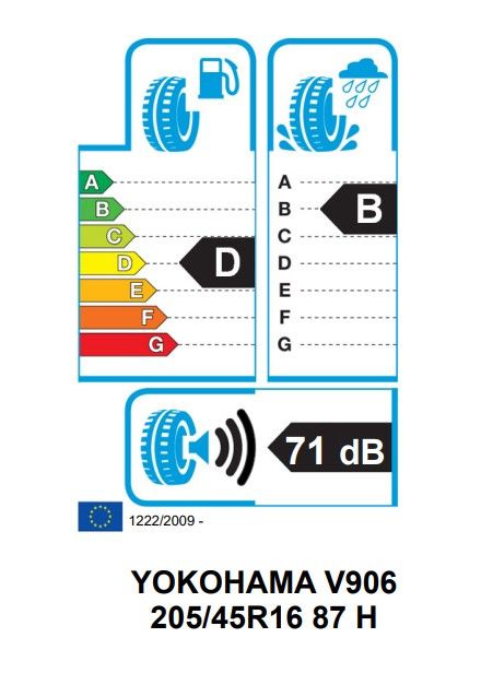 Eticheta Energetica Anvelope  205 45 R16 Yokohama V906 