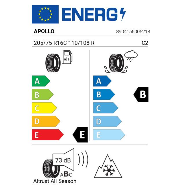 Eticheta Energetica Anvelope  205 75 R16C Apollo Altrust  