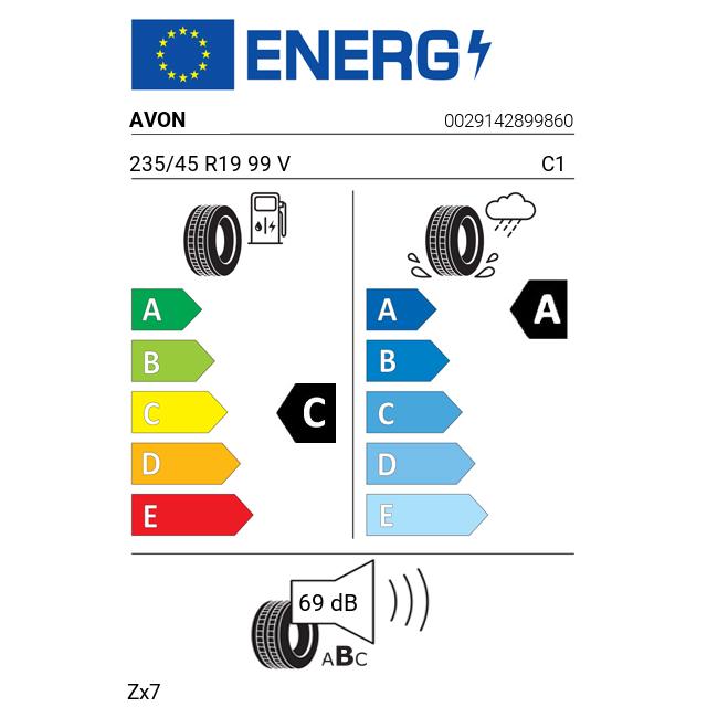 Eticheta Energetica Anvelope  235 45 R19 Avon Zx7 