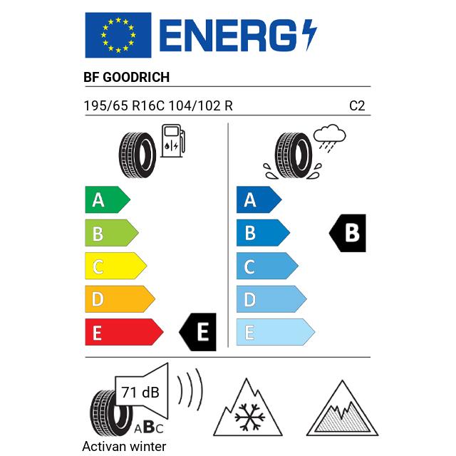 Eticheta Energetica Anvelope  195 65 R16C Bf Goodrich Activan Winter 