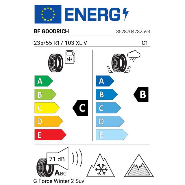 Eticheta Energetica Anvelope  235 55 R17 Bf Goodrich G Force Winter 2 Suv 