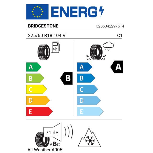 Eticheta Energetica Anvelope  225 60 R18 Bridgestone All Weather A005 