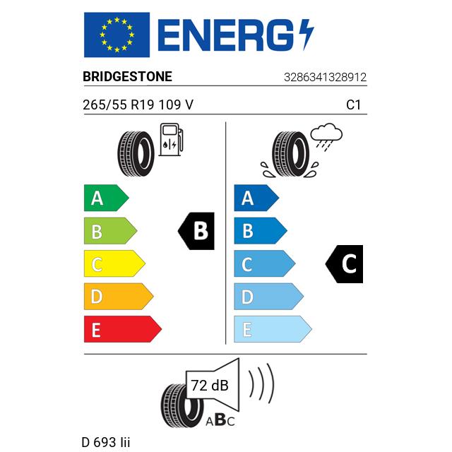 Eticheta Energetica Anvelope  265 55 R19 Bridgestone D 693 Iii 