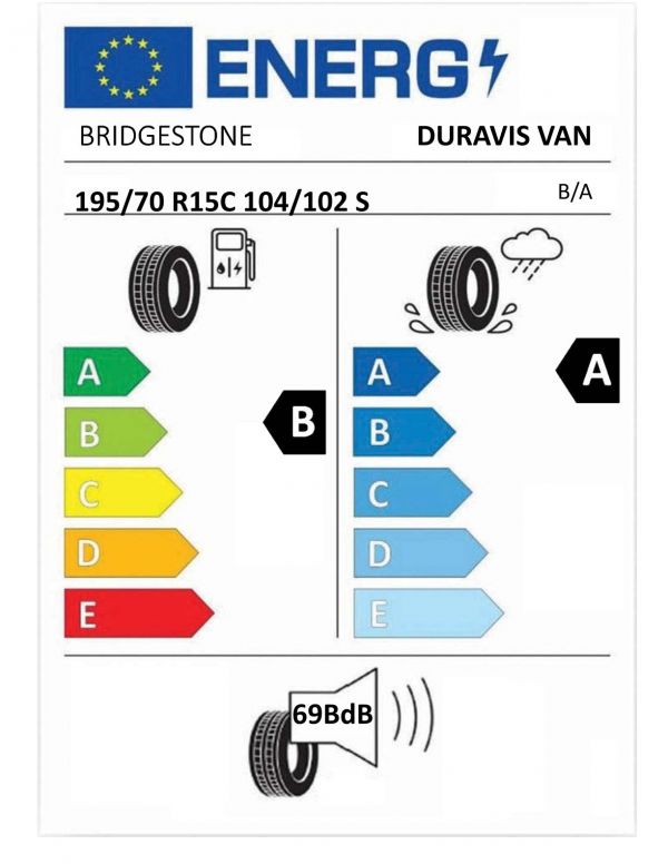Eticheta Energetica Anvelope  195 70 R15C Bridgestone Duravis Van 