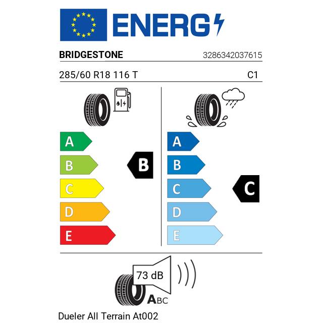 Eticheta Energetica Anvelope  285 60 R18 Bridgestone Dueler All Terrain At002 