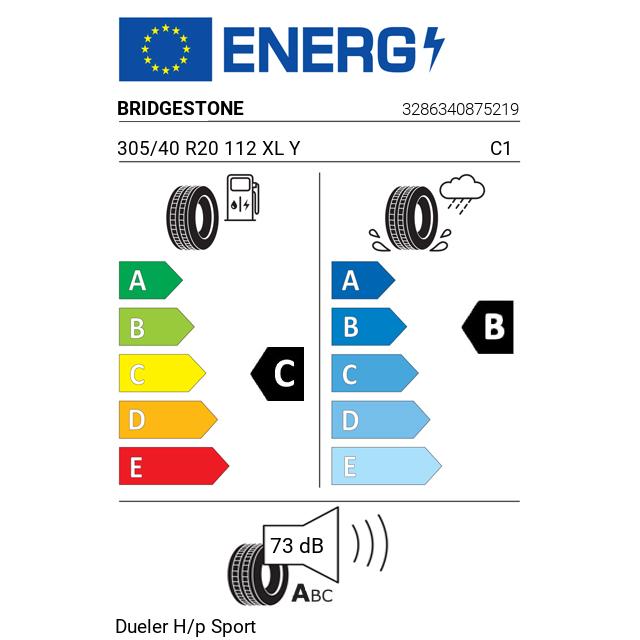 Eticheta Energetica Anvelope  305 40 R20 Bridgestone Dueler H/p Sport 