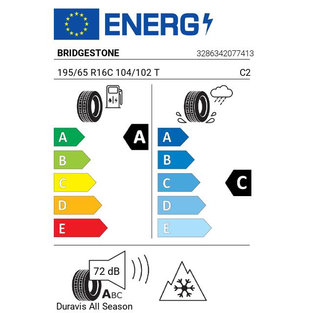 Eticheta Energetica Anvelope  195 65 R16C Bridgestone Duravis  