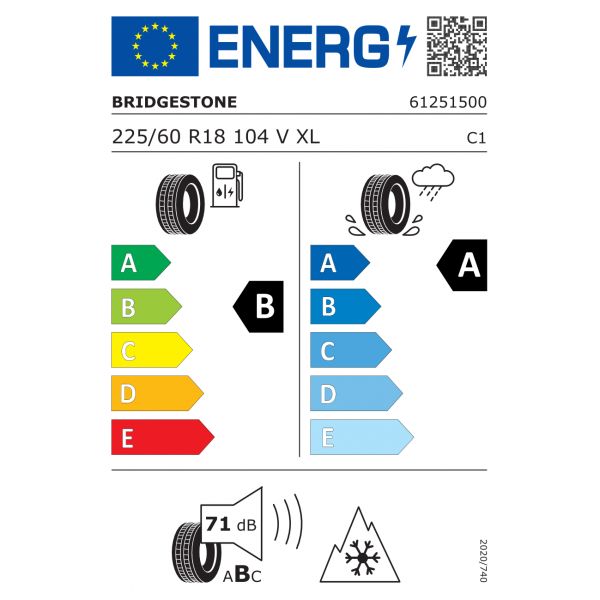 Eticheta Energetica Anvelope  225 60 R18 Bridgestone Lm005 