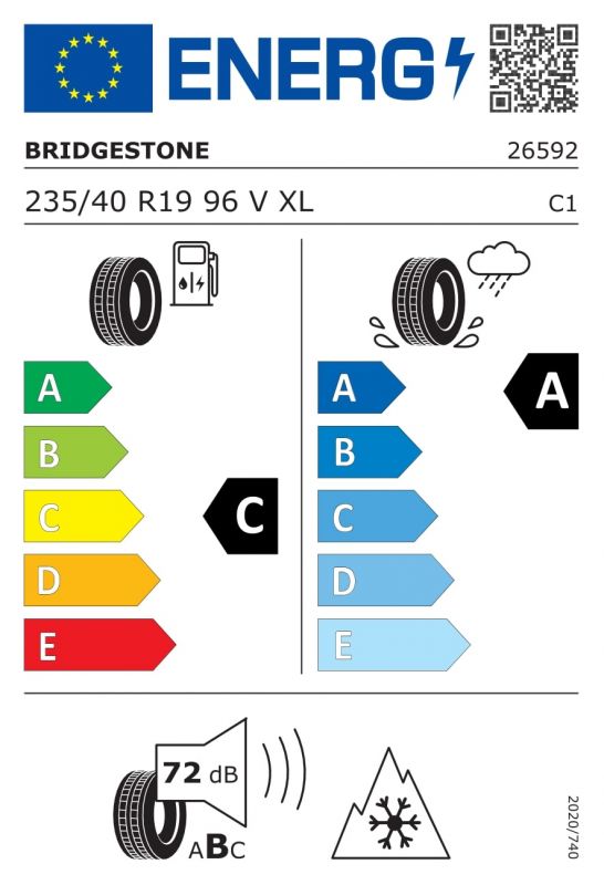 Eticheta Energetica Anvelope  235 40 R19 Bridgestone Lm005 