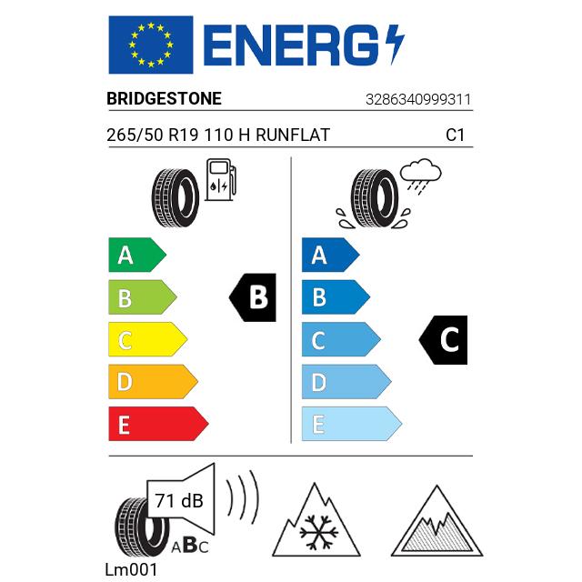 Eticheta Energetica Anvelope  265 50 R19 Bridgestone Lm001 