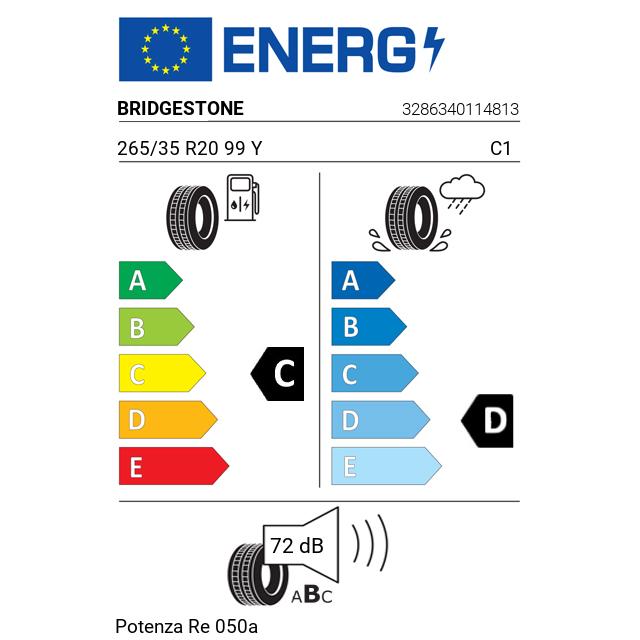 Eticheta Energetica Anvelope  265 35 R20 Bridgestone Potenza Re 050a 