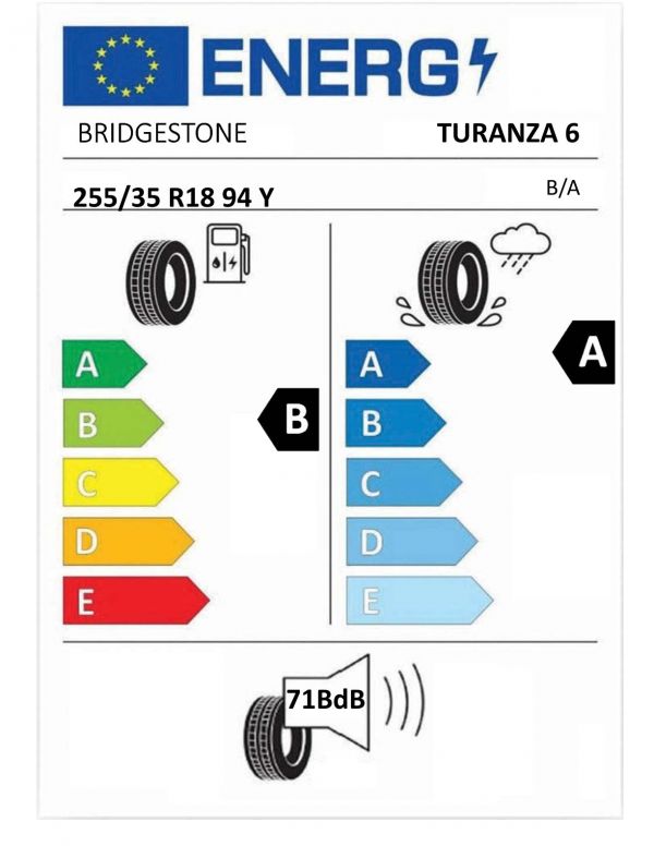 Eticheta Energetica Anvelope  255 35 R18 Bridgestone Turanza 6 