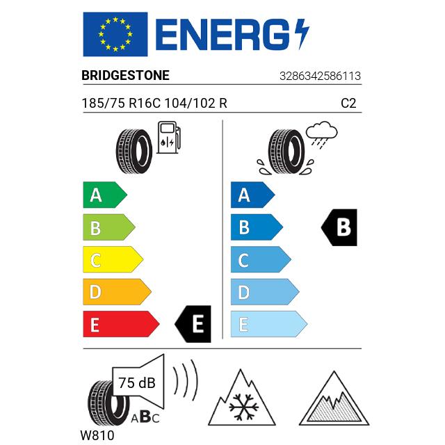 Eticheta Energetica Anvelope  185 75 R16C Bridgestone W810 