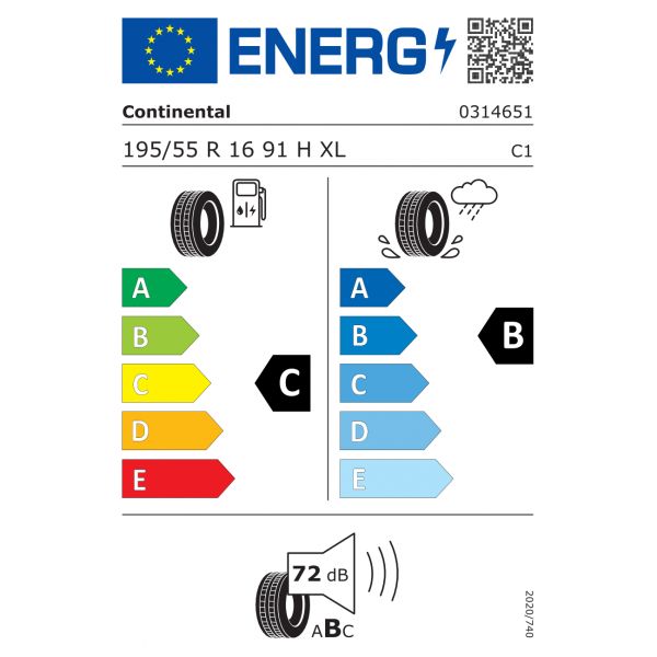 Eticheta Energetica Anvelope  195 55 R16 Continental  Contact 2 
