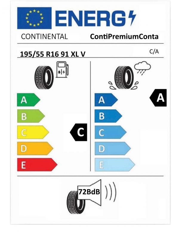 Eticheta Energetica Anvelope  195 55 R16 Continental Contipremiumcontact 5 