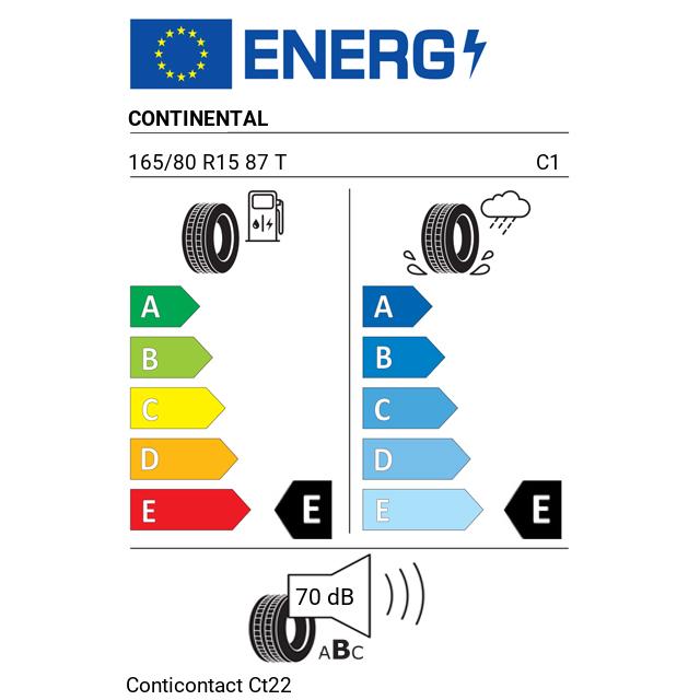 Eticheta Energetica Anvelope  165 80 R15 Continental Conticontact Ct22 
