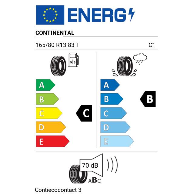 Eticheta Energetica Anvelope  165 80 R13 Continental Contiecocontact 3 