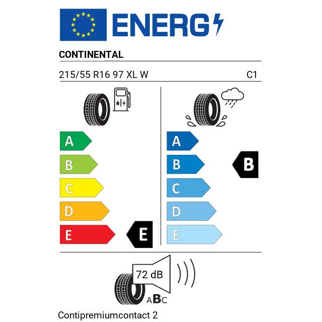 Eticheta Energetica Anvelope  215 55 R16 Continental Contipremiumcontact 2 