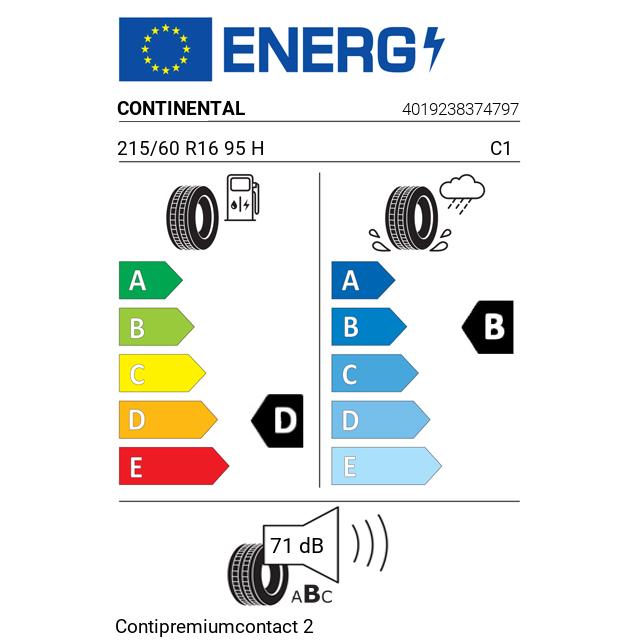 Eticheta Energetica Anvelope  215 60 R16 Continental Contipremiumcontact 2 