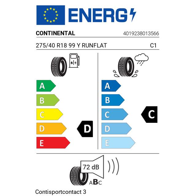 Eticheta Energetica Anvelope  275 40 R18 Continental Contisportcontact 3 