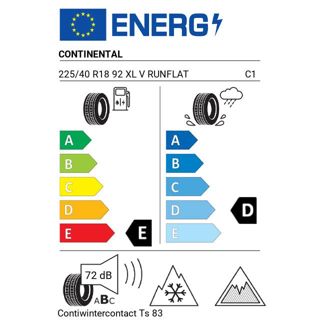 Eticheta Energetica Anvelope  225 40 R18 Continental Contiwintercontact Ts 830 P 
