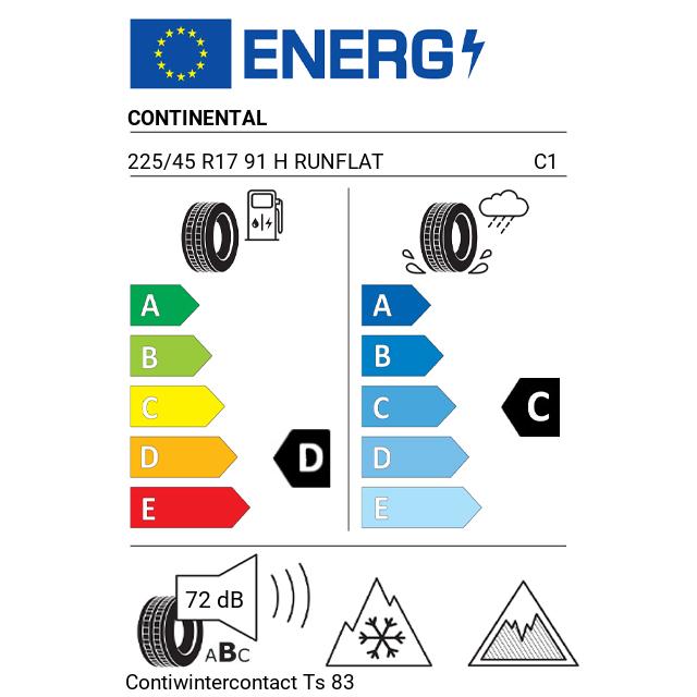 Eticheta Energetica Anvelope  225 45 R17 Continental Contiwintercontact Ts 830 P 