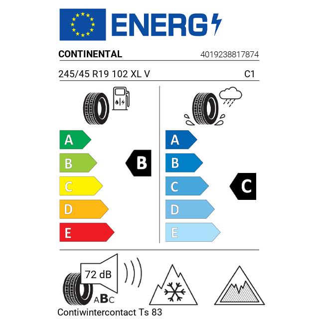 Eticheta Energetica Anvelope  245 45 R19 Continental Contiwintercontact Ts 830 P 