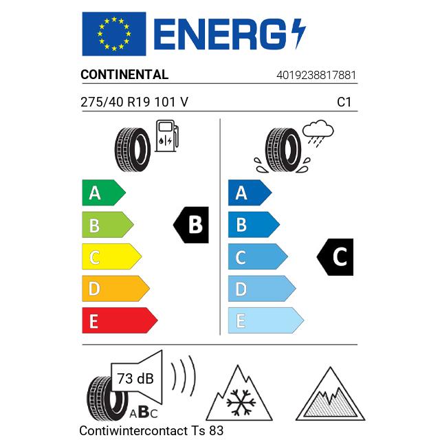 Eticheta Energetica Anvelope  275 40 R19 Continental Contiwintercontact Ts 830 P 