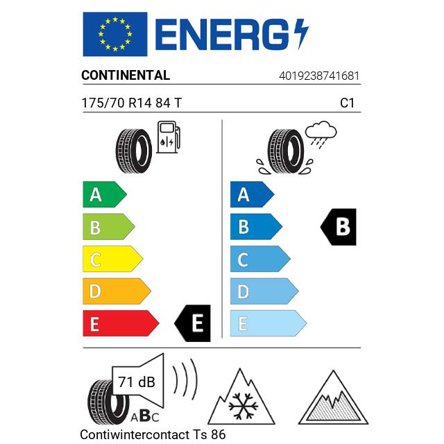 Eticheta Energetica Anvelope  175 70 R14 Continental Contiwintercontact Ts 860 