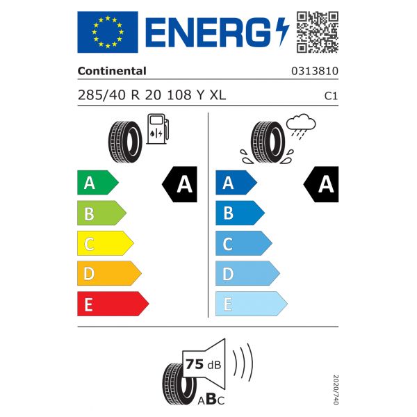 Eticheta Energetica Anvelope  285 40 R20 Continental Sportcontact 7 