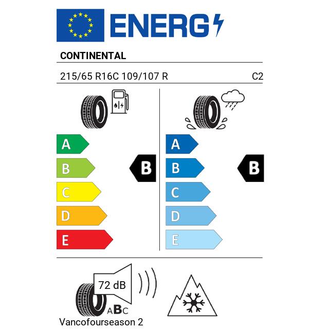 Eticheta Energetica Anvelope  215 65 R16C Continental Vancofourseason 2 