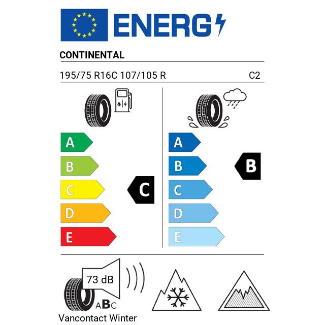 Eticheta Energetica Anvelope  195 75 R16C Continental Vancontact Winter 