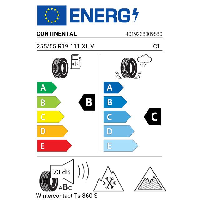 Eticheta Energetica Anvelope  255 55 R19 Continental Wintercontact Ts 860 S 