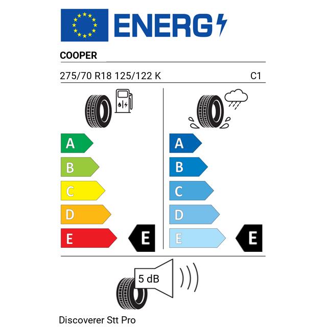 Eticheta Energetica Anvelope  275 70 R18 Cooper Discoverer Stt Pro 
