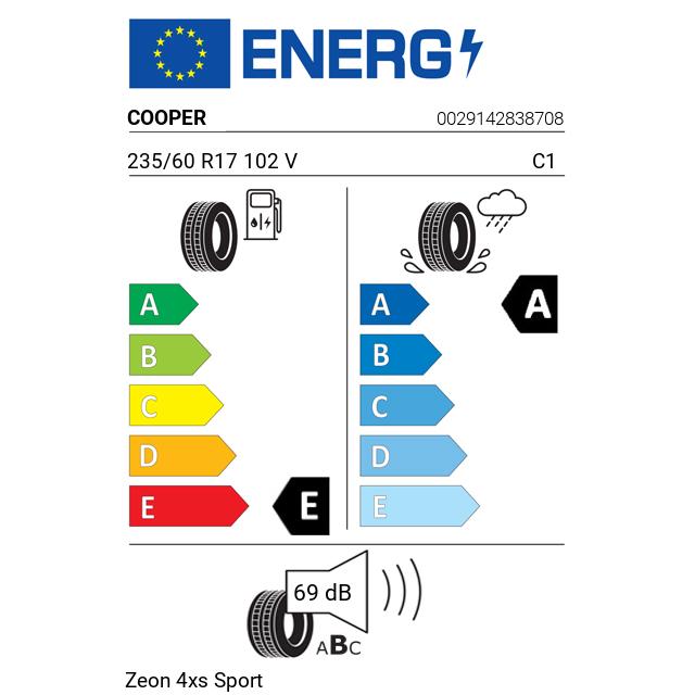 Eticheta Energetica Anvelope  235 60 R17 Cooper Zeon 4xs Sport 
