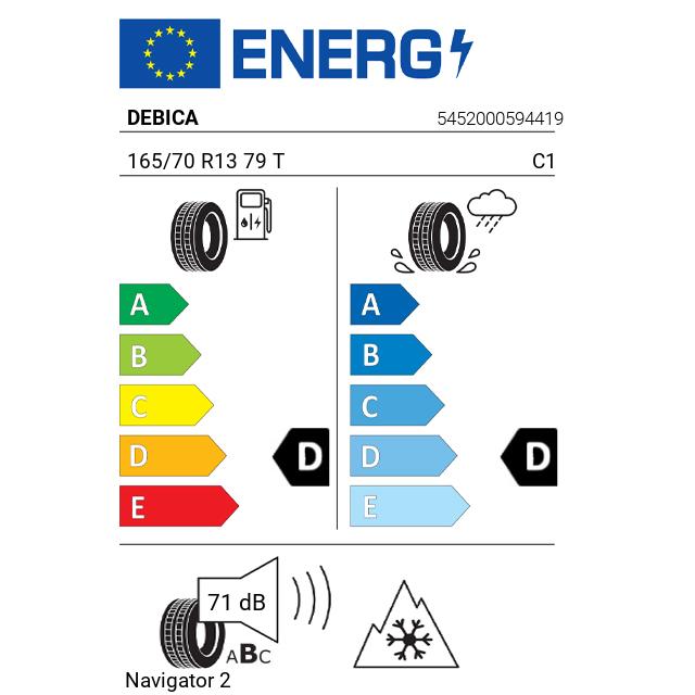 Eticheta Energetica Anvelope  165 70 R13 Debica Navigator 2 