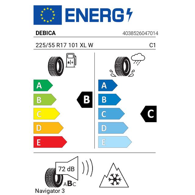 Eticheta Energetica Anvelope  225 55 R17 Debica Navigator 3 