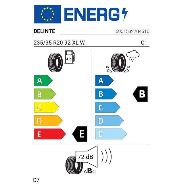 Eticheta Energetica Anvelope  235 35 R20 Delinte D7 