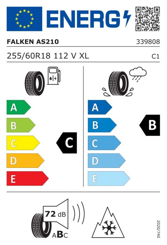 Eticheta Energetica Anvelope  255 60 R18 Falken As210 