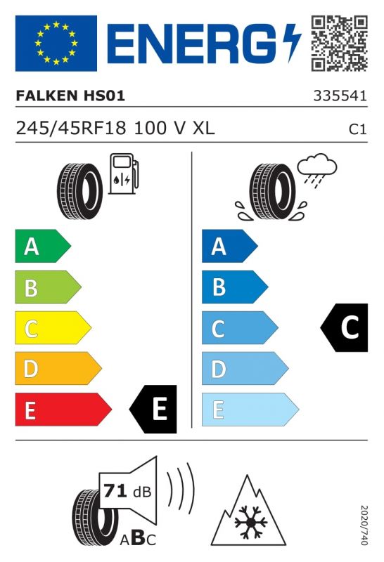 Eticheta Energetica Anvelope  245 45 R18 Falken Eurowinter Hs01 
