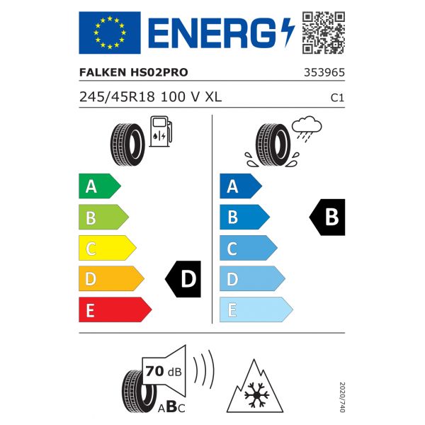 Eticheta Energetica Anvelope  245 45 R18 Falken Eurowinter Hs02 Pro 